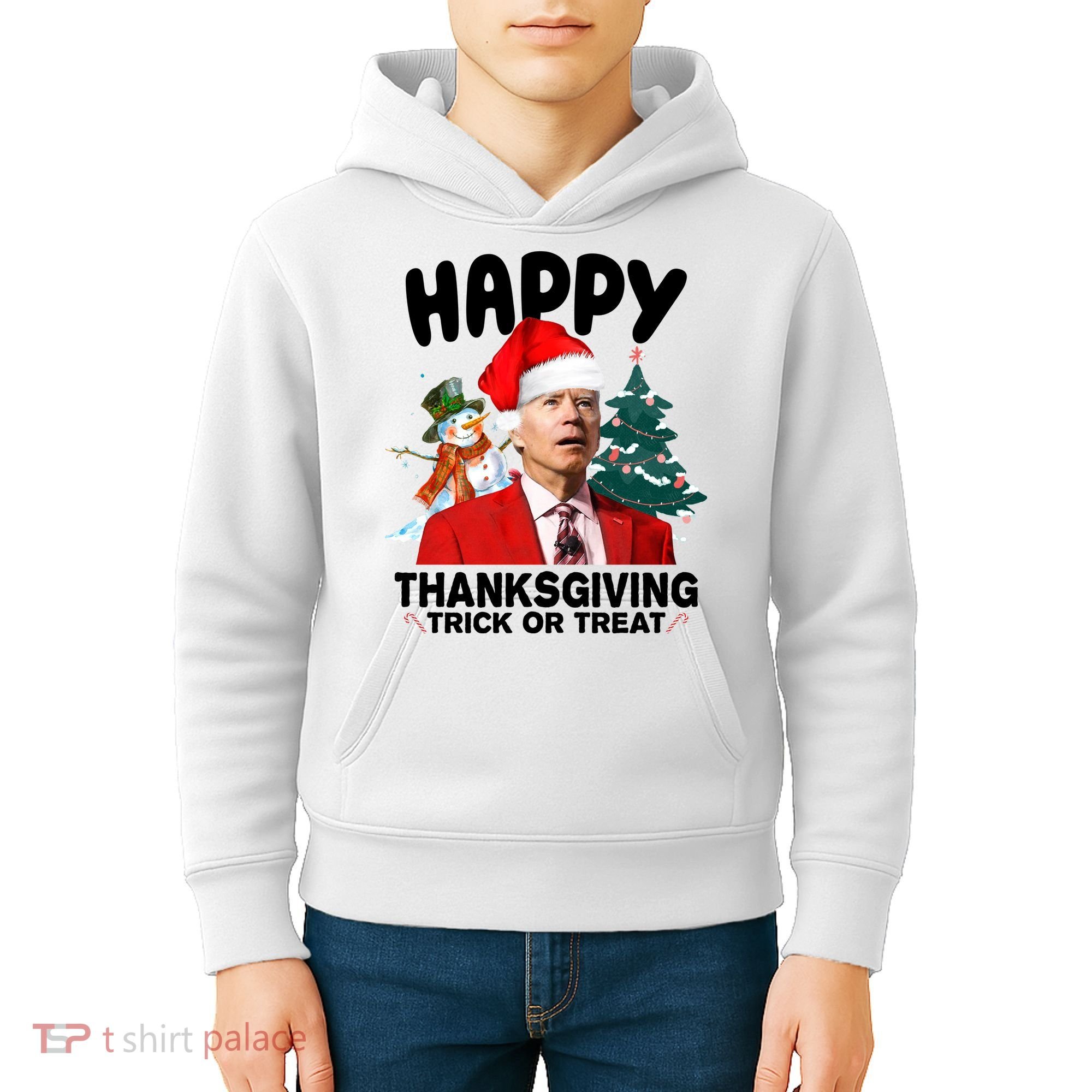 Happy Thanksgiving Trick Or Treat Funny Joe Biden Kids Hoodie