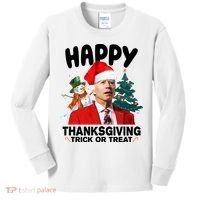 Happy Thanksgiving Trick Or Treat Funny Joe Biden Kids Long Sleeve Shirt thumb 0