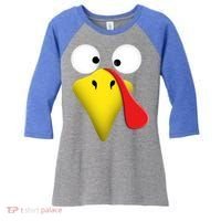 Happy Thanksgiving Turkey Outfit Funny Gift Women's Tri-Blend 3/4-Sleeve Raglan Shirt thumb 0