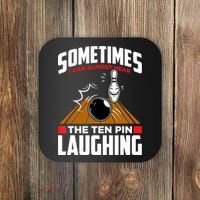 Hear The Ten Pin Laughing Funny Bowler & Bowling TShirt Coaster thumb 0