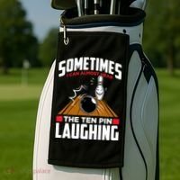Hear The Ten Pin Laughing Funny Bowler & Bowling TShirt Golf Towel thumb 2