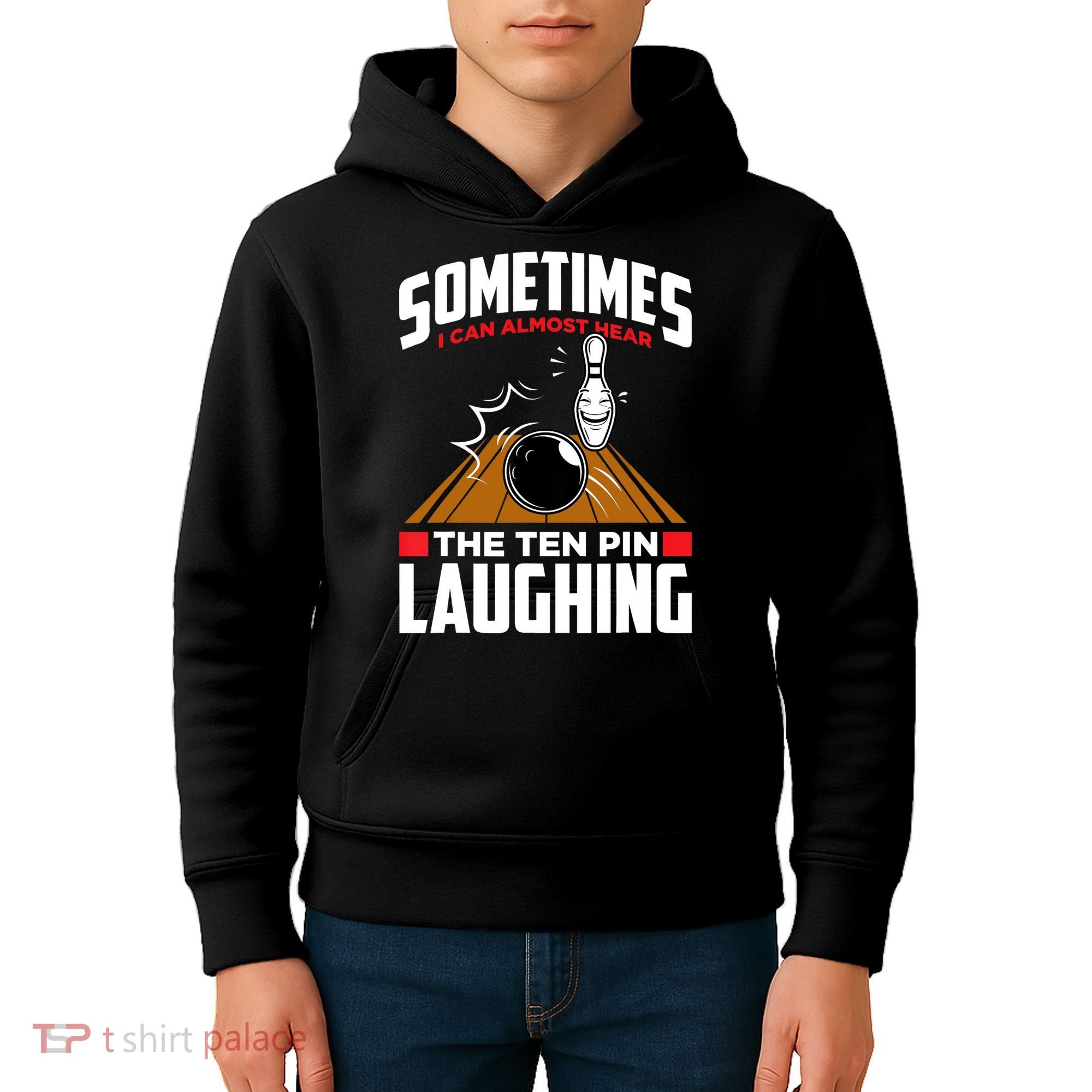Hear The Ten Pin Laughing Funny Bowler & Bowling TShirt Kids Hoodie