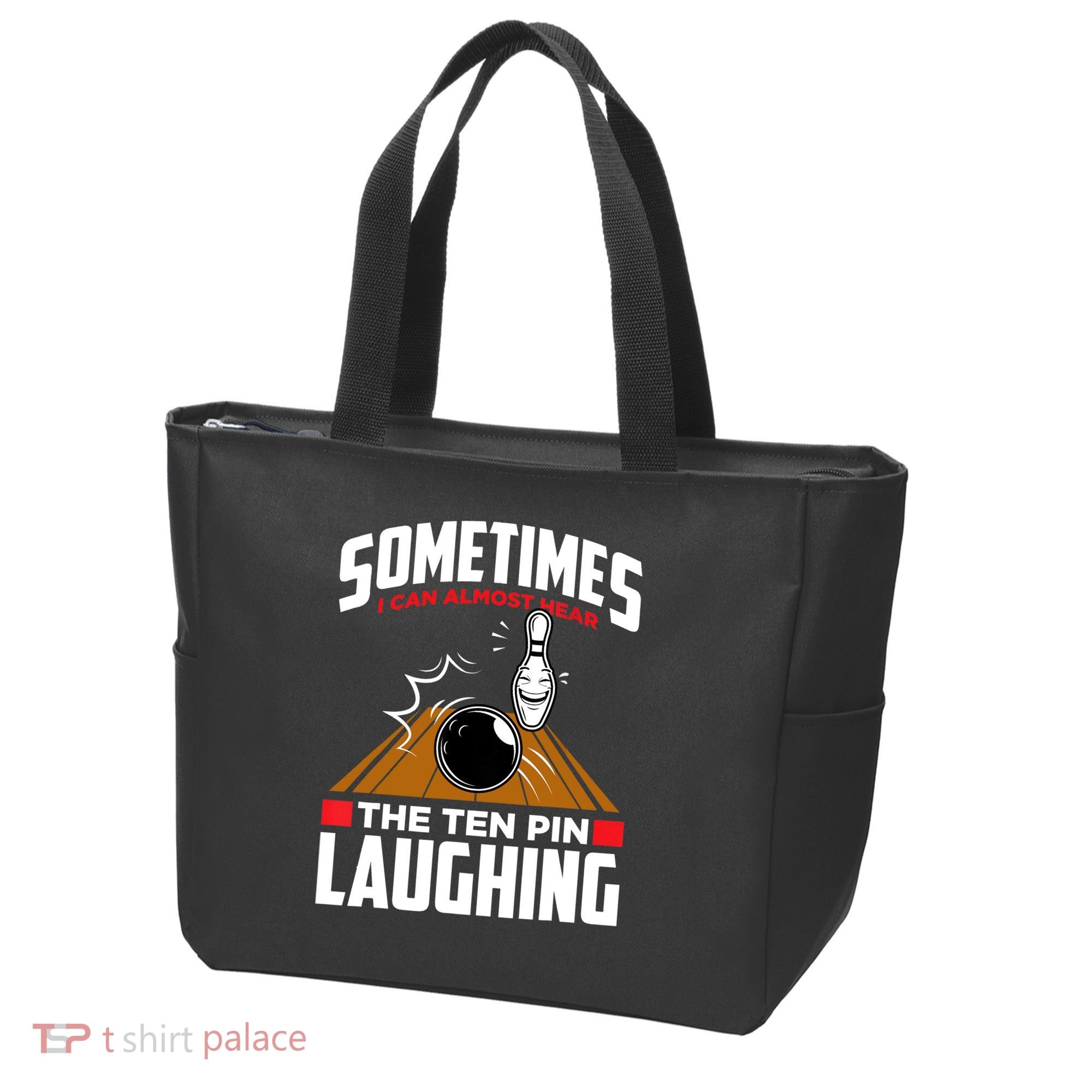 Hear The Ten Pin Laughing Funny Bowler & Bowling TShirt Tote Bag