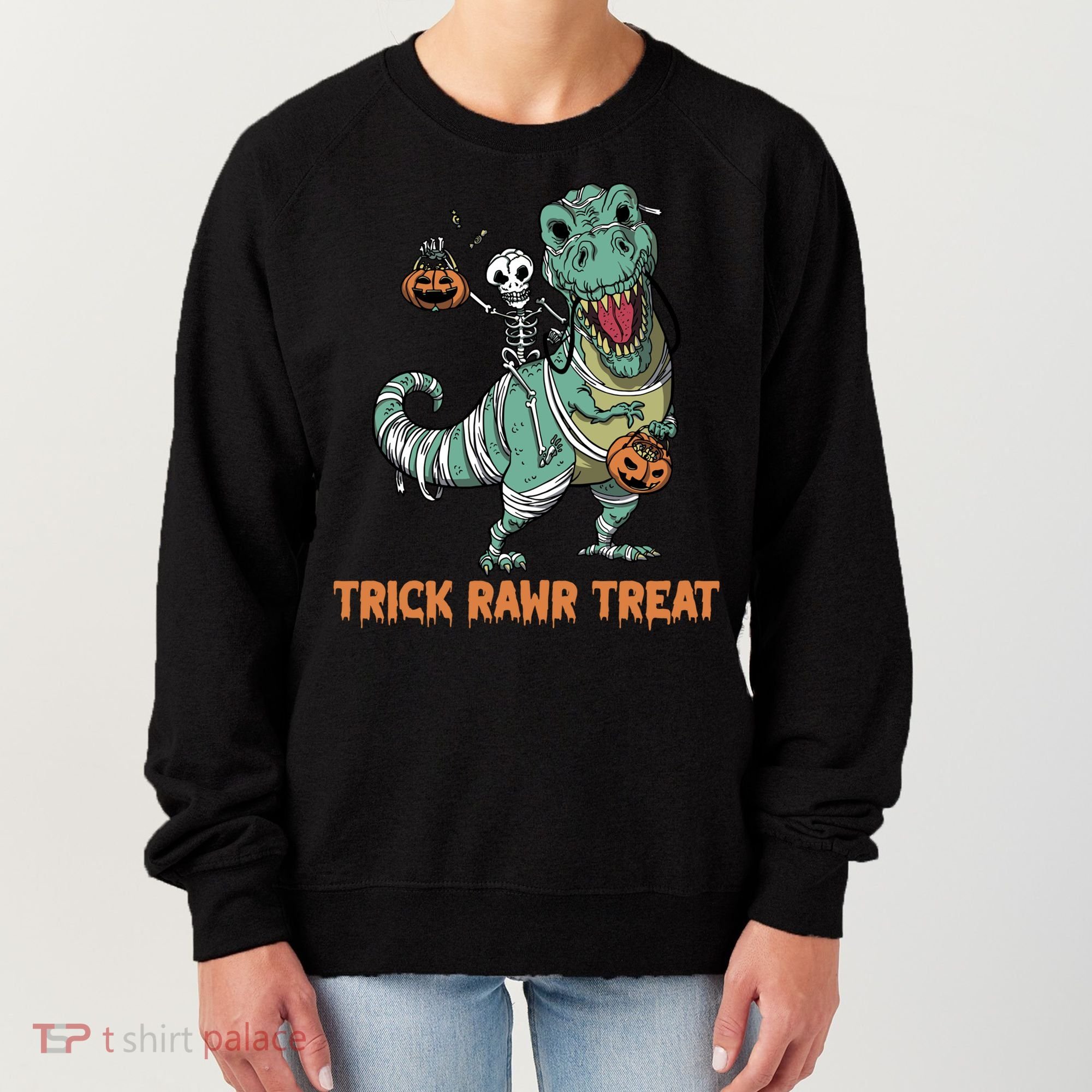 Halloween Trex Tgiftrex Trick Rawr Treat Funny Dinosaur Mummy Gift Women's Sweatshirt