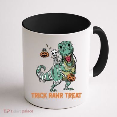 Halloween Trex Tgiftrex Trick Rawr Treat Funny Dinosaur Mummy Gift Coffee Mug back