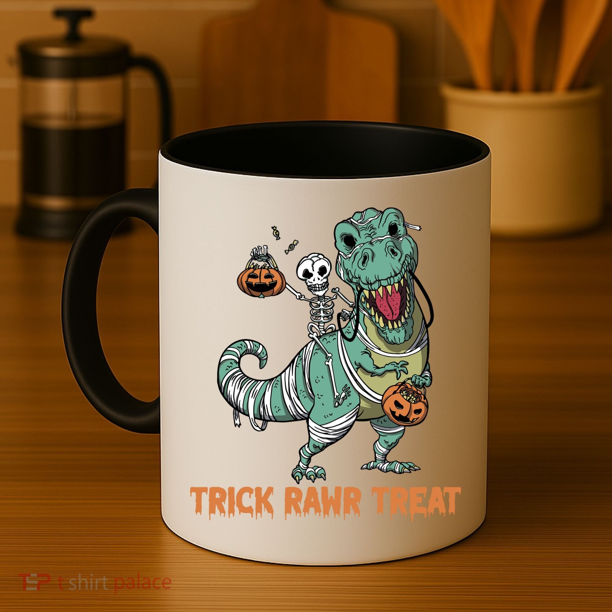 Halloween Trex Tgiftrex Trick Rawr Treat Funny Dinosaur Mummy Gift Coffee Mug