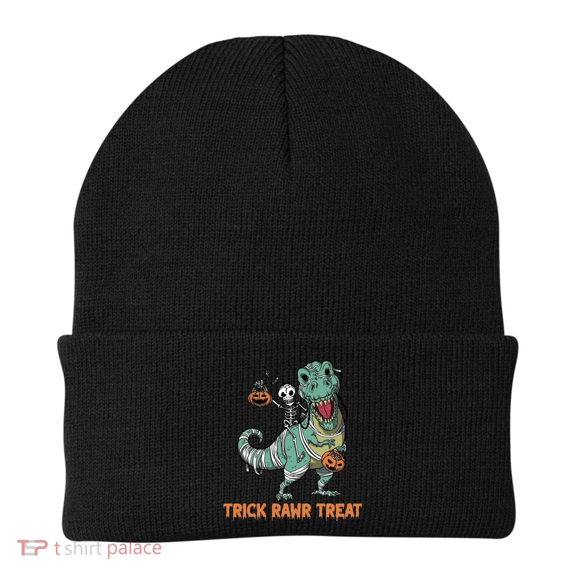 Halloween Trex Tgiftrex Trick Rawr Treat Funny Dinosaur Mummy Gift Beanie