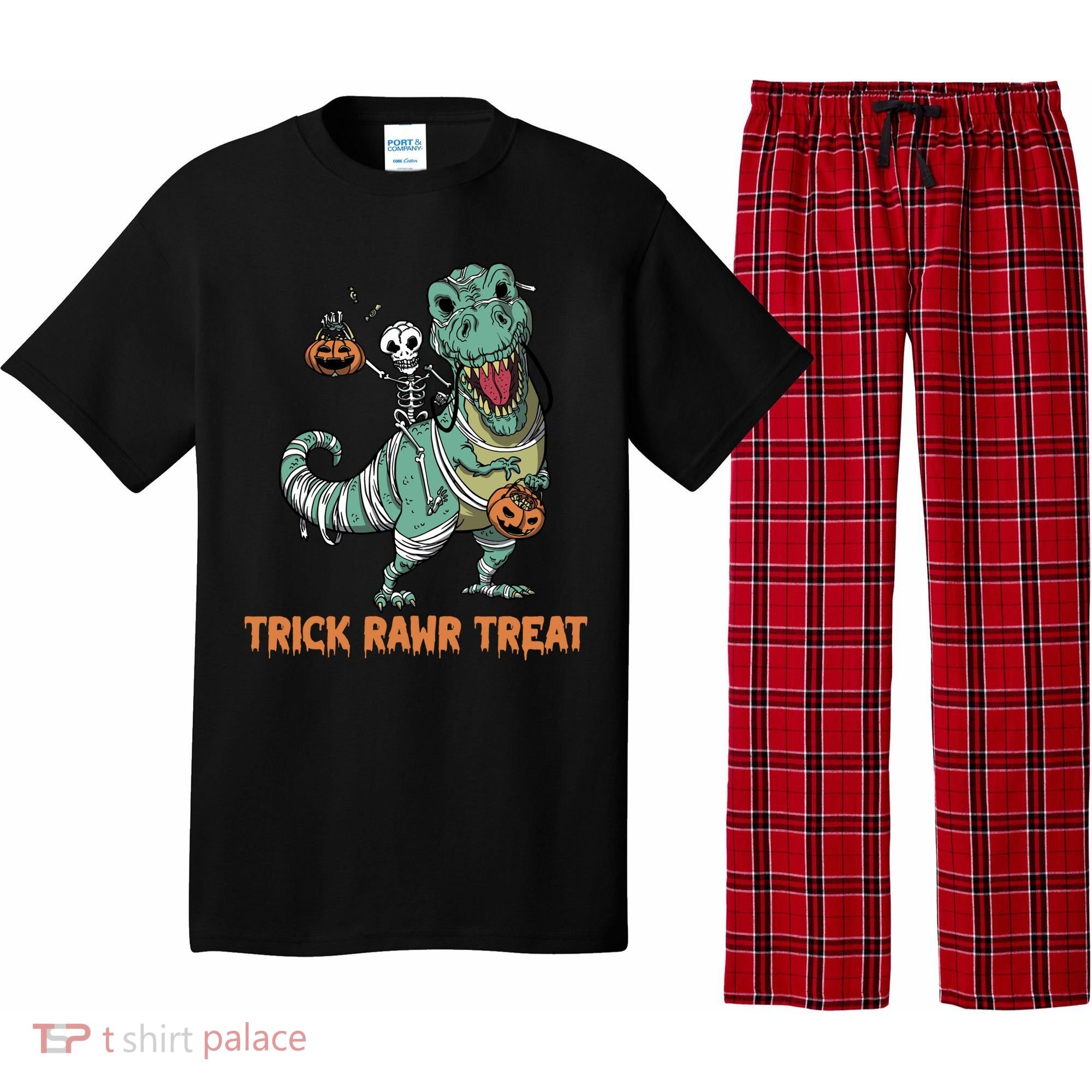 Halloween Trex Tgiftrex Trick Rawr Treat Funny Dinosaur Mummy Gift Pajama Set