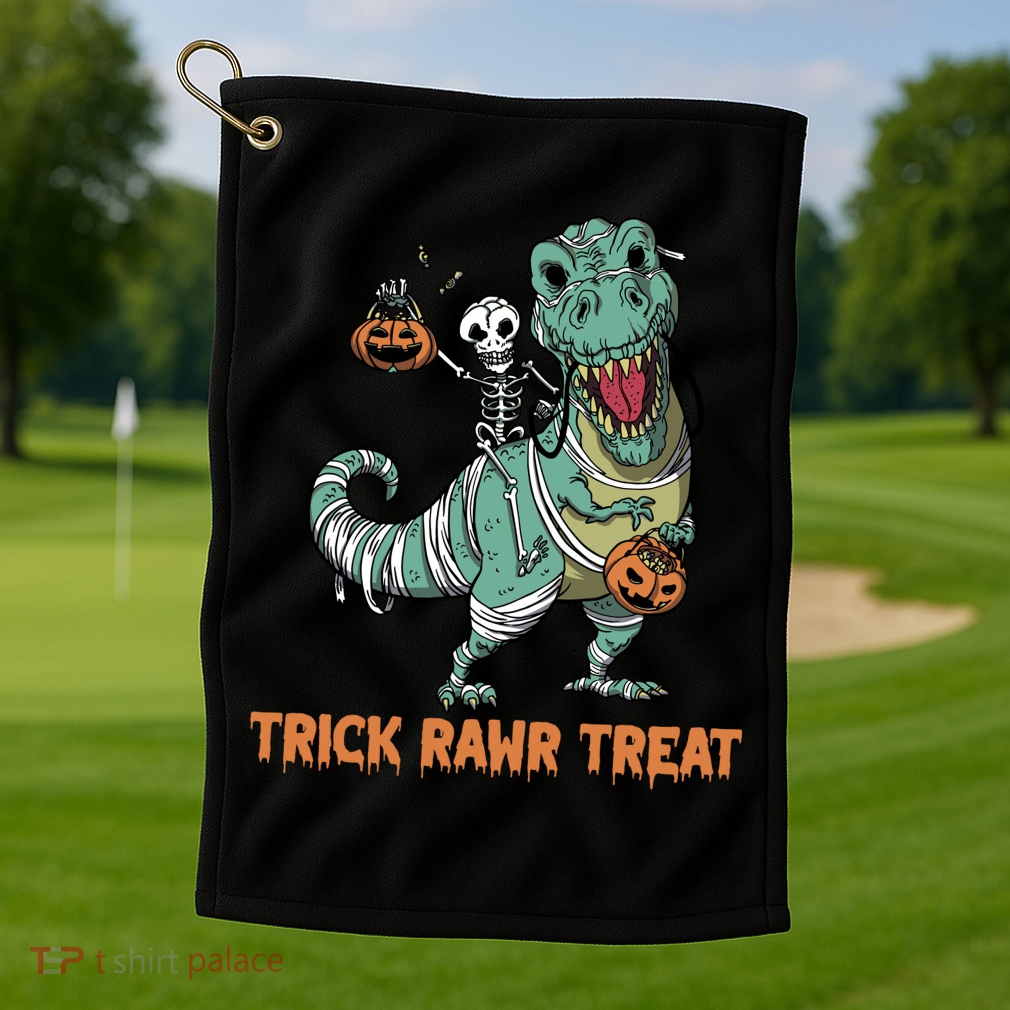Halloween Trex Tgiftrex Trick Rawr Treat Funny Dinosaur Mummy Gift Golf Towel