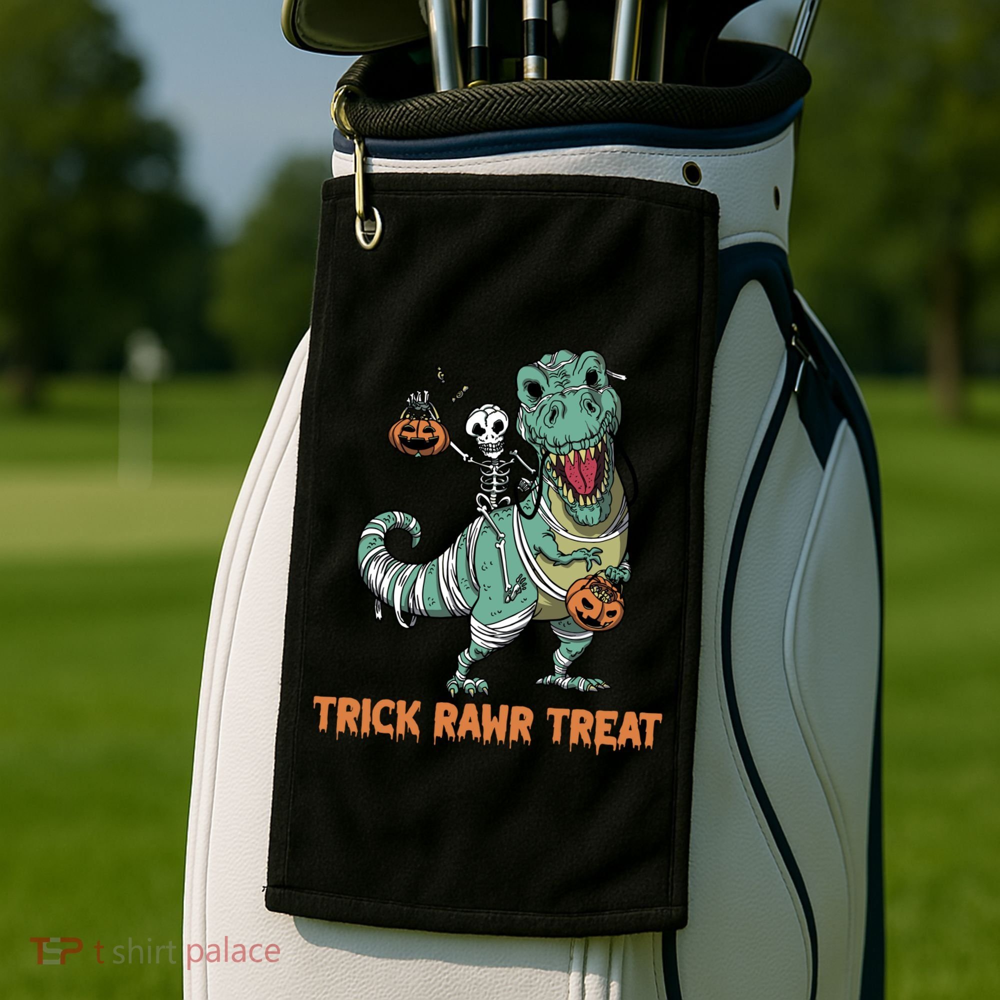 Halloween Trex Tgiftrex Trick Rawr Treat Funny Dinosaur Mummy Gift Golf Towel