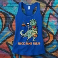 Halloween Trex Tgiftrex Trick Rawr Treat Funny Dinosaur Mummy Gift Women's Tank Top thumb 3