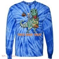 Halloween Trex Tgiftrex Trick Rawr Treat Funny Dinosaur Mummy Gift Tie-Dye Long Sleeve Shirt thumb 0