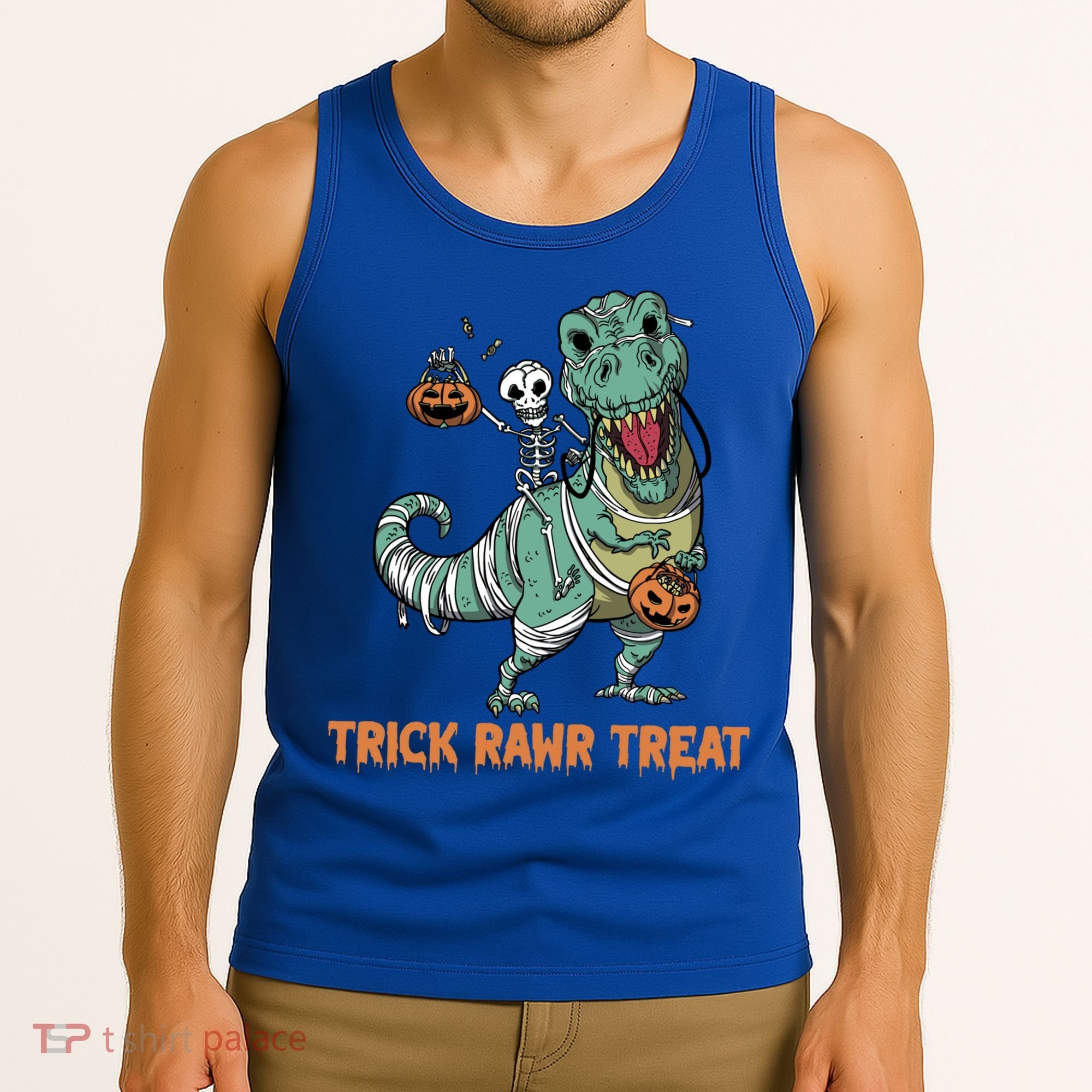 Halloween Trex Tgiftrex Trick Rawr Treat Funny Dinosaur Mummy Gift Tank Top