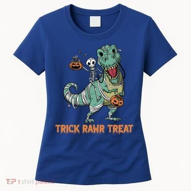 Halloween Trex Tgiftrex Trick Rawr Treat Funny Dinosaur Mummy Gift Women's T-Shirt