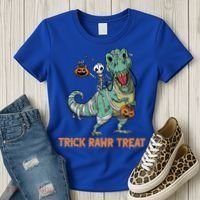 Halloween Trex Tgiftrex Trick Rawr Treat Funny Dinosaur Mummy Gift Women's T-Shirt thumb 3