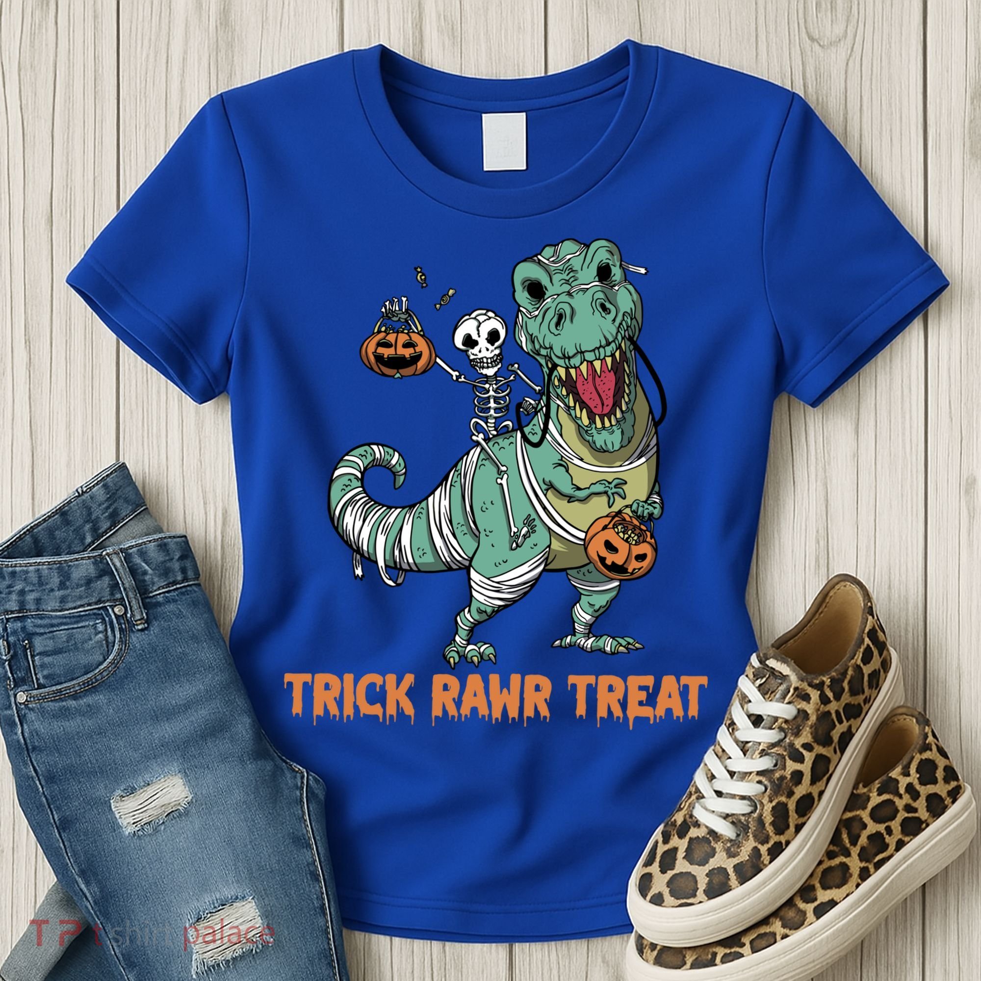 Halloween Trex Tgiftrex Trick Rawr Treat Funny Dinosaur Mummy Gift Women's T-Shirt