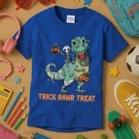 Halloween Trex Tgiftrex Trick Rawr Treat Funny Dinosaur Mummy Gift Kids T-Shirt thumb 3