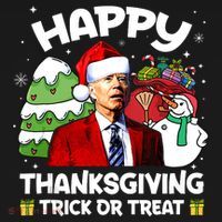 Happy Thanksgiving Trick Or Treat Joe Biden Santa Christmas Apron thumb 3