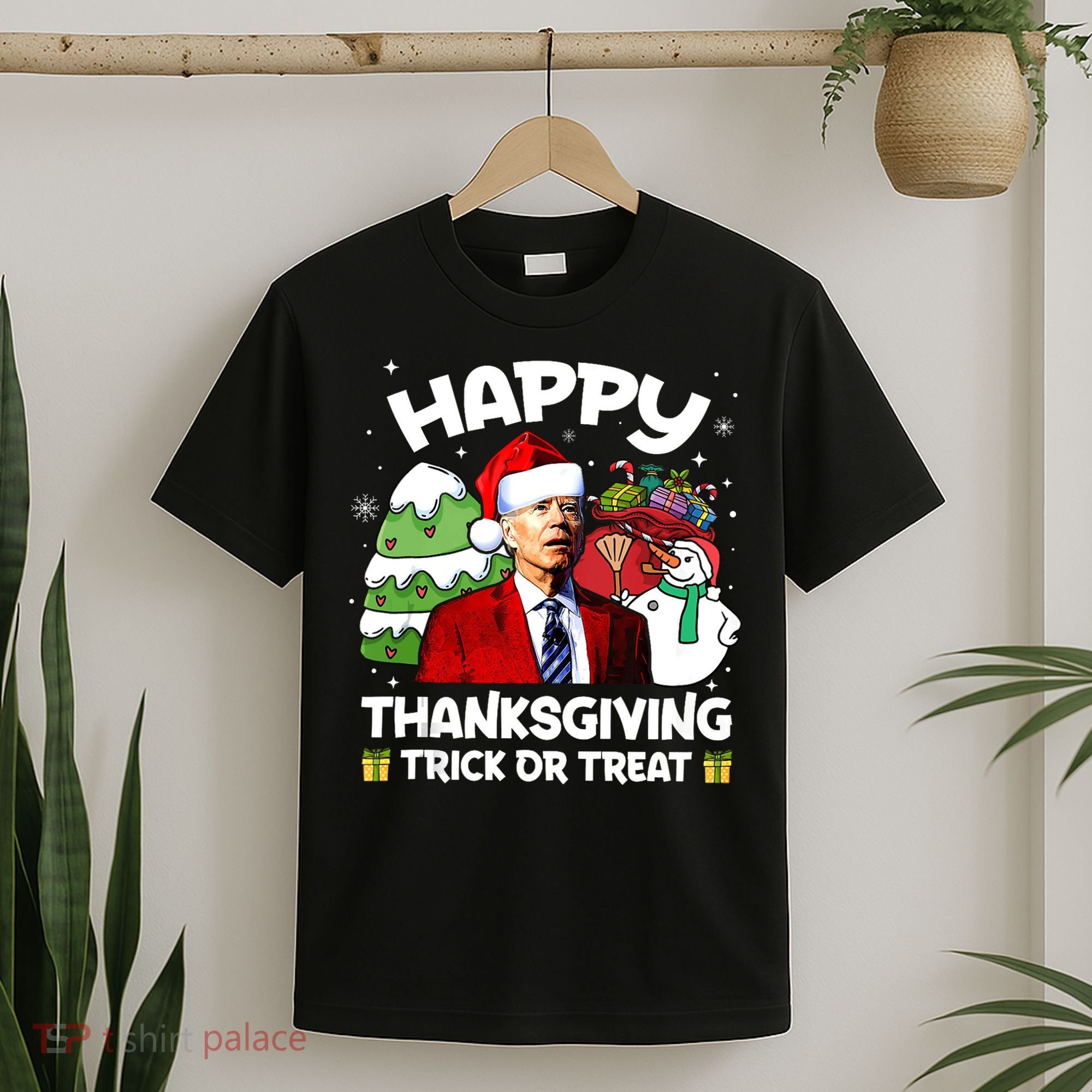 Happy Thanksgiving Trick Or Treat Joe Biden Santa Christmas T-Shirt