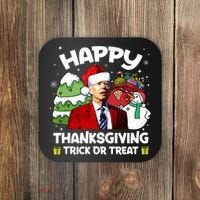 Happy Thanksgiving Trick Or Treat Joe Biden Santa Christmas Coaster thumb 0