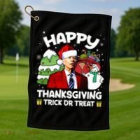 Happy Thanksgiving Trick Or Treat Joe Biden Santa Christmas Golf Towel thumb 1