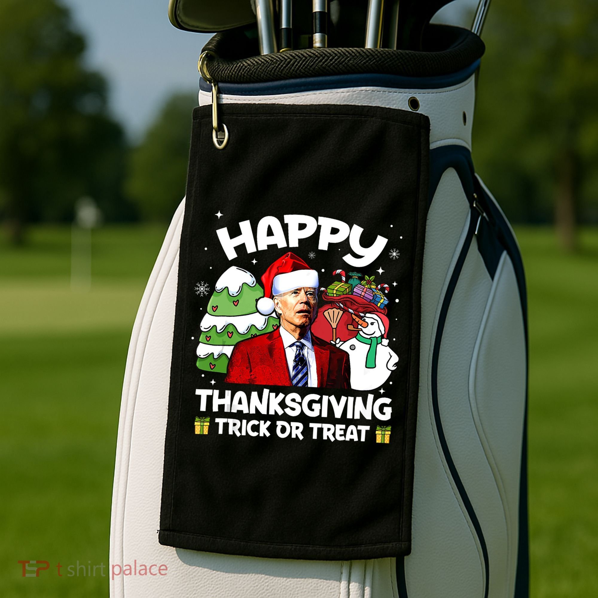 Happy Thanksgiving Trick Or Treat Joe Biden Santa Christmas Golf Towel