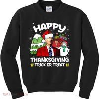 Happy Thanksgiving Trick Or Treat Joe Biden Santa Christmas Kids Sweatshirt thumb 0