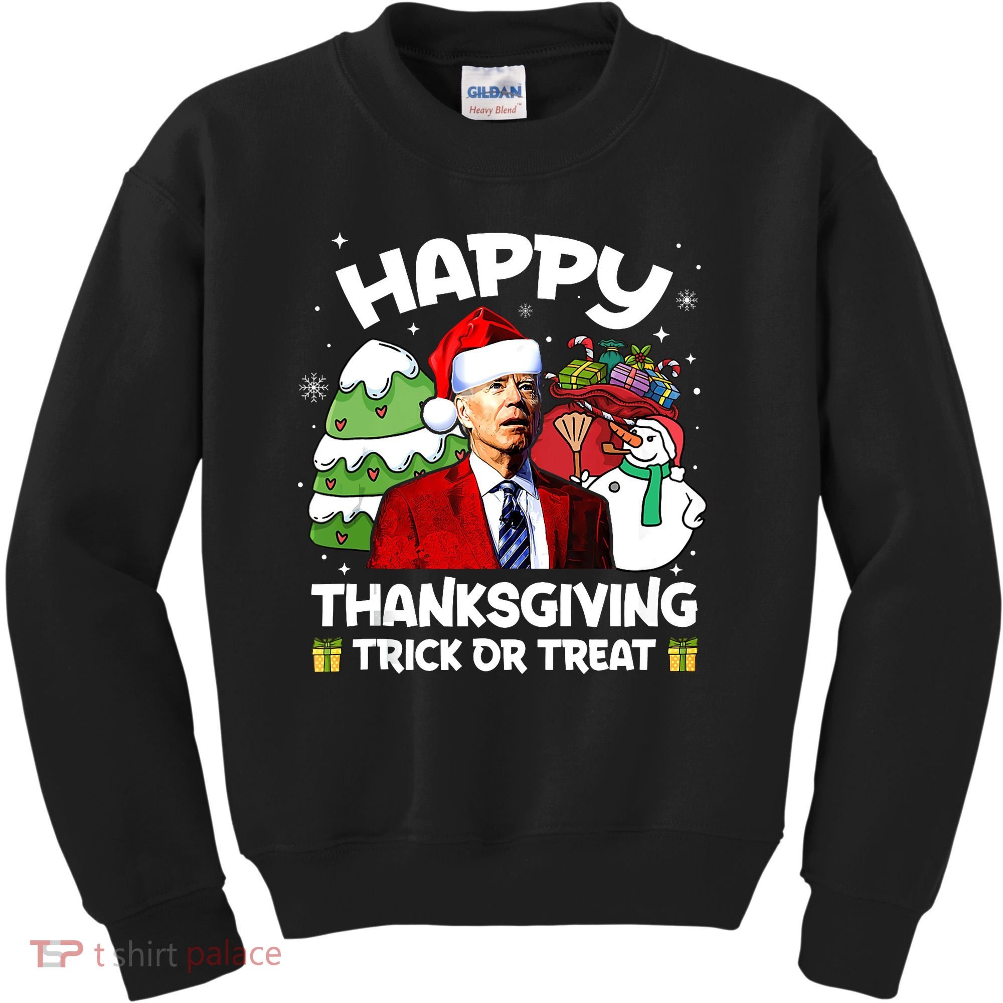 Happy Thanksgiving Trick Or Treat Joe Biden Santa Christmas Kids Sweatshirt