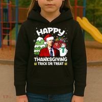Happy Thanksgiving Trick Or Treat Joe Biden Santa Christmas Kids Hoodie thumb 3