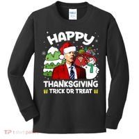 Happy Thanksgiving Trick Or Treat Joe Biden Santa Christmas Kids Long Sleeve Shirt thumb 0