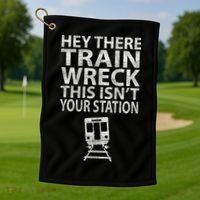Hey There Train Wreck This Isnt Your Station Gift Golf Towel thumb 1