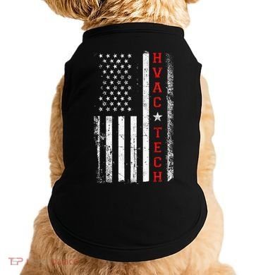 Hvac Technician Tech American Flag Vintage Hvac Technician Doggie Tank