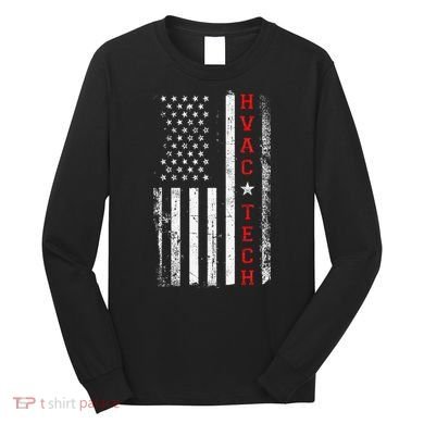 Hvac Technician Tech American Flag Vintage Hvac Technician Long Sleeve Shirt