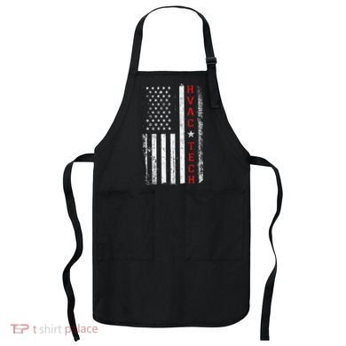 Hvac Technician Tech American Flag Vintage Hvac Technician Apron