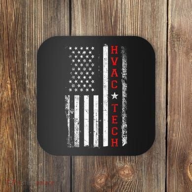Hvac Technician Tech American Flag Vintage Hvac Technician Coaster