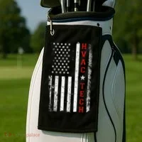 Hvac Technician Tech American Flag Vintage Hvac Technician Golf Towel thumb 2