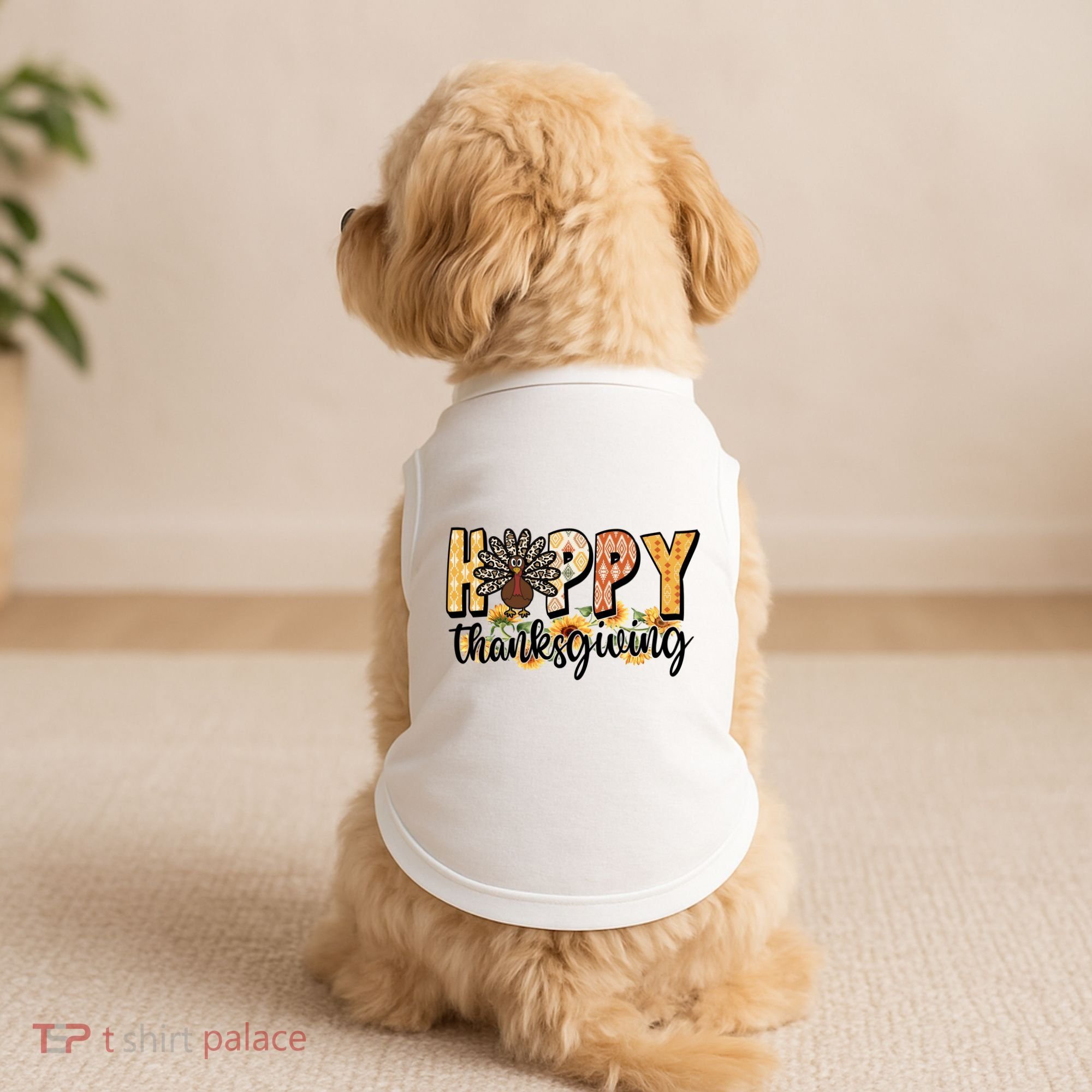 Happy Thanksgiving Turkey Cute Holiday Doggie Tank