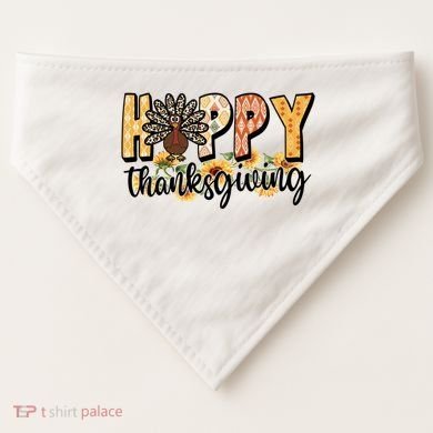Happy Thanksgiving Turkey Cute Holiday USA-Made Doggie Bandana