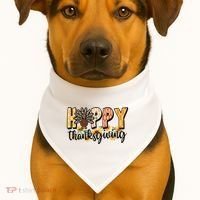 Happy Thanksgiving Turkey Cute Holiday USA-Made Doggie Bandana thumb 1