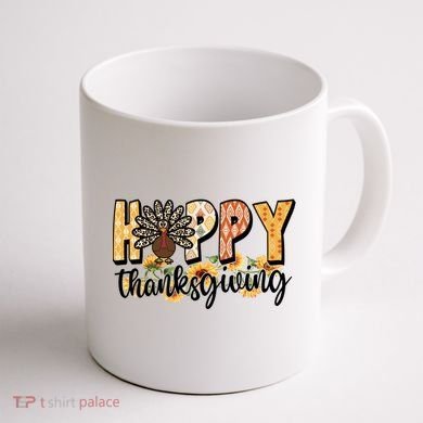 Happy Thanksgiving Turkey Cute Holiday Coffee Mug back