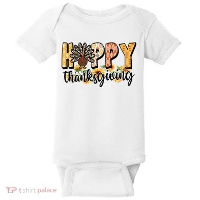 Happy Thanksgiving Turkey Cute Holiday Baby Bodysuit