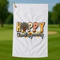 Happy Thanksgiving Turkey Cute Holiday Golf Towel thumb 1