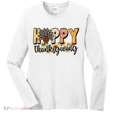 Happy Thanksgiving Turkey Cute Holiday Women's Long Sleeve Shirt