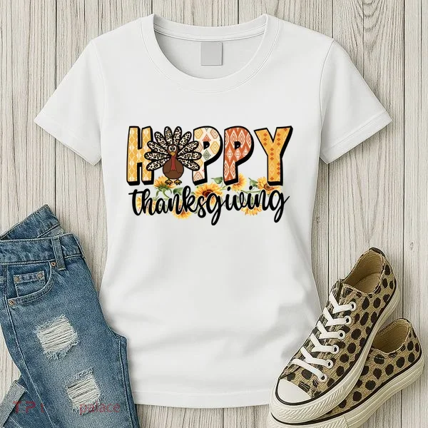 Happy Thanksgiving Turkey Cute Holiday Women's T-Shirt