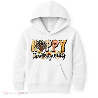 Happy Thanksgiving Turkey Cute Holiday Kids Hoodie