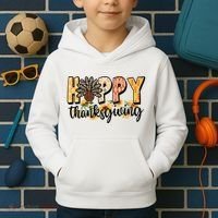 Happy Thanksgiving Turkey Cute Holiday Kids Hoodie thumb 2