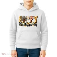 Happy Thanksgiving Turkey Cute Holiday Kids Hoodie thumb 4