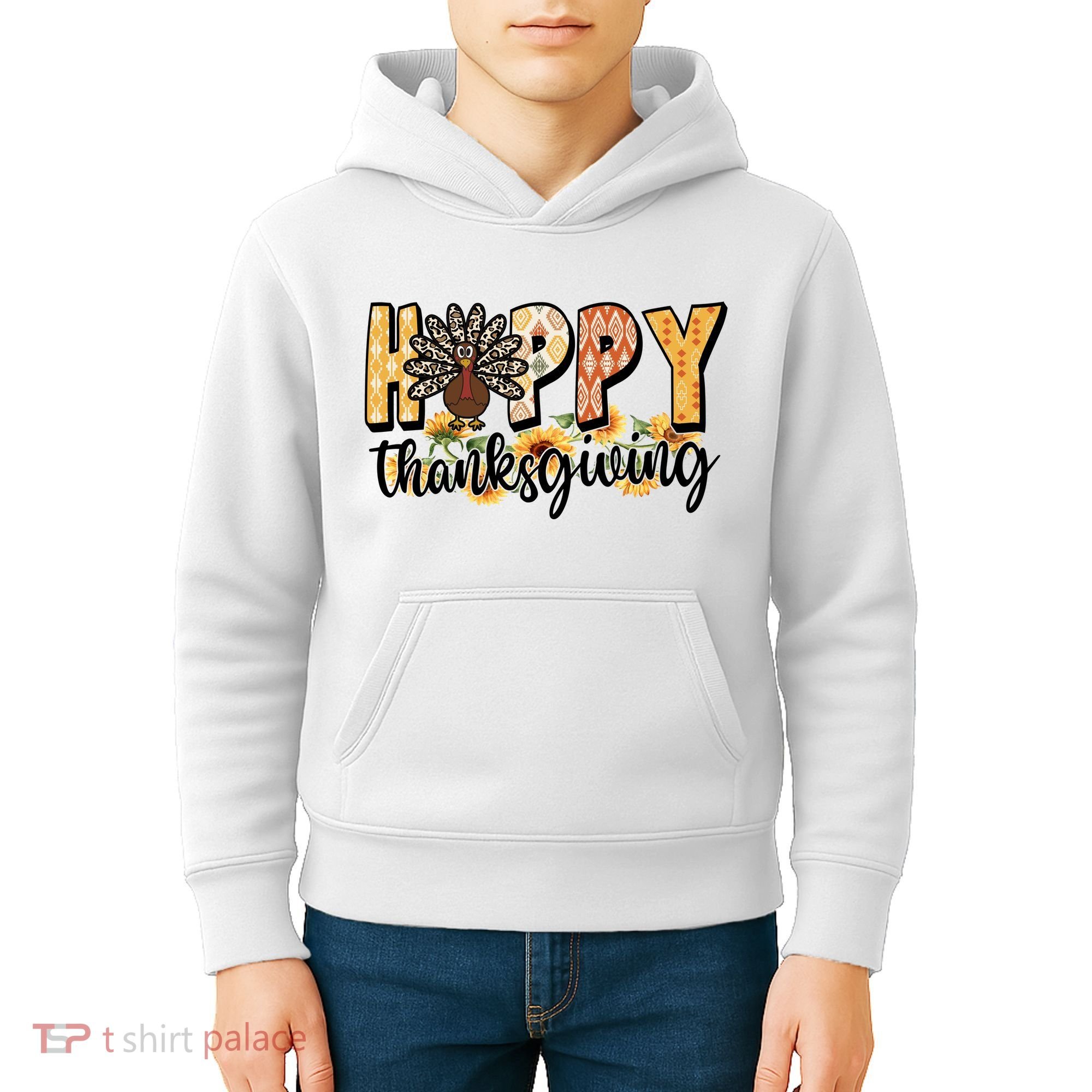 Happy Thanksgiving Turkey Cute Holiday Kids Hoodie