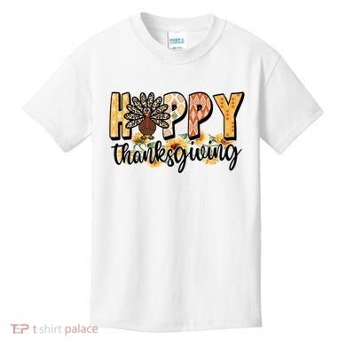 Happy Thanksgiving Turkey Cute Holiday Kids T-Shirt