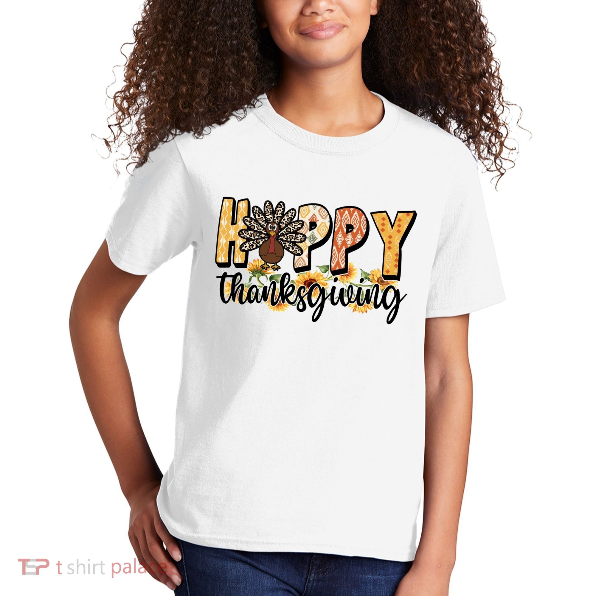 Happy Thanksgiving Turkey Cute Holiday Kids T-Shirt